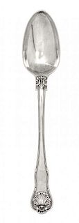 A George III Silver Serving Spoon, William Eley & William Fearn, London, 1783, having foliate and shell decoration, the undersid