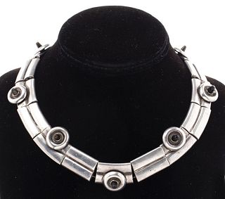 Pineda Attr. Silver & Black Obsidian Necklace