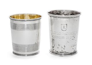 * Two George II Silver Beakers, Alexander Field, London, 1805 and Joshua Jackson, London, 1799, the first with ribbed bands, the