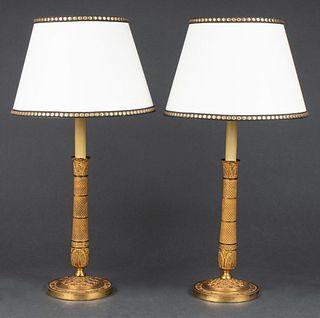 Neoclassical Style Gilt Metal Lamps, 2