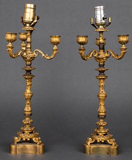French Louis Philippe Style Candelabra Lamps, Pr