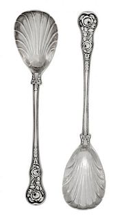 * A Pair of William IV Silver Berry Spoons, William Eaton, London, 1836, with shell form bowls, the handles cast with roses, the