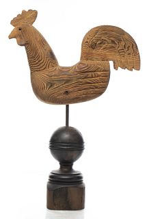 American Folk Art Carved Wood Rooster