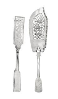 * Two English Silver Serving Articles, , comprising a pair of asparagus tongs, Edward & John Barnard, London, 1861, with thread