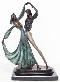 A. Santini Attr. "Tango Dancers" Bronze Sculpture
