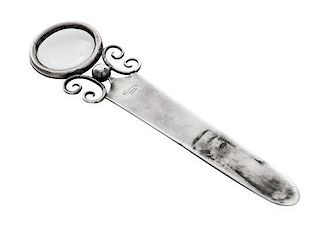 * An Edwardian Silver Paper Knife, Andrew Barrett & Sons, London, 1902, having a circular handle inset with a magnifier and appl