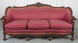 Karpen Furniture Attr. Victorian Carved Oak Sofa