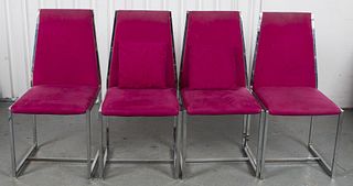 Modern Upholstered Aluminum Side Chairs, 4