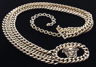 Gianni Versace Chain-Link W Medusa Buckle Belt