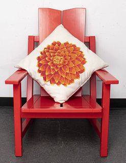Red Painted Lounge Deck Armchair