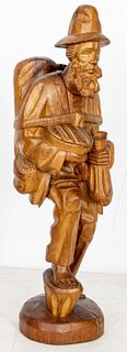 Folk Art Carved Wood "Traveler" Sculpture