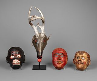 Mexico, Group of Four Dance Masks, 20th Century