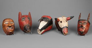 Mexico, Group of Five Dance Masks, 20th Century