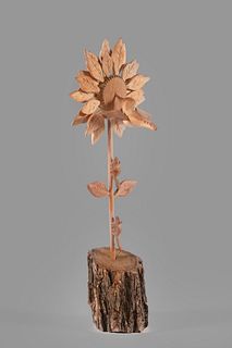 Florence Serna, Woodcarving with Hummingbird