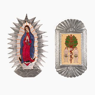 Rosina Lopez de Short and Fred R. Lopez, Group of Two Tin Retablos