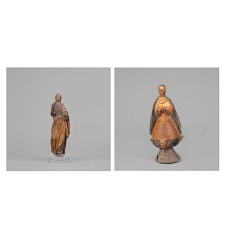 Spanish Colonial, South America, Group of Two Santos Figures, 19th Century