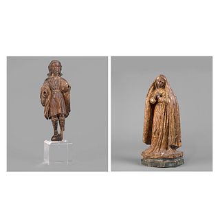 Spanish Colonial, Two Small Saint Figures, 19th Century