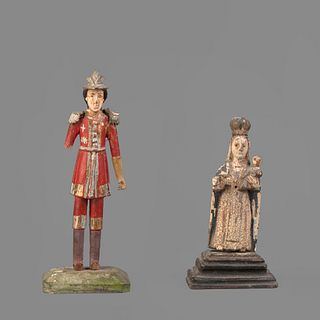 Spanish Colonial, Brazil, Two Small Carved Figures, 19th Century