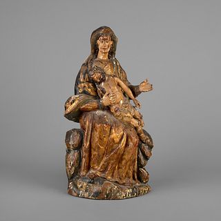 Spanish Colonial, Mexico, Bulto of Madonna and Christ Child, 19th Century