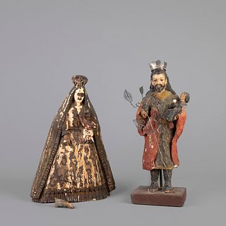 Spanish Colonial, Two Bulto Figures, 19th Century