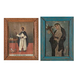 Spanish Colonial, Group of Two Retablo Paintings, 19th Century
