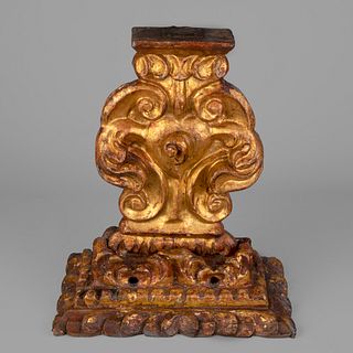 Spanish Colonial, Mexico, Carved and Gilt Wood Candlestick, 18th Century