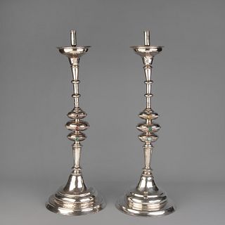 Spanish Colonial, Peru, Pair of Sterling Silver Candlesticks, Late 18th Century