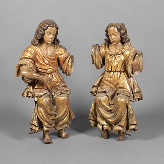 Spanish Colonial, Mexico, Pair of Angel Santos Figures, Mid 18th Century