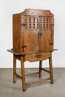 Spanish Colonial, Mexico, Sabino Wood Cheese Cooler, 17th Century