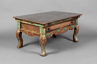 Spanish Colonial, Peru, Polychrome Wood Tea Table, Early 18th Century
