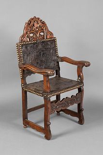 Spanish Colonial, Upper Peru, Sillon de Frailero Chair, 17th-18th Century