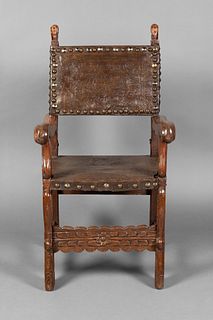 Spanish Colonial, Upper Peru, Sillon de Frailero Chair, 17th Century
