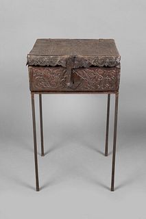 Spanish Colonial, Tooled Leather Petaca Documents Box, 18th Century