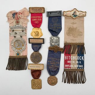 Group of 6 Antique Fire Department Ribbons Medals