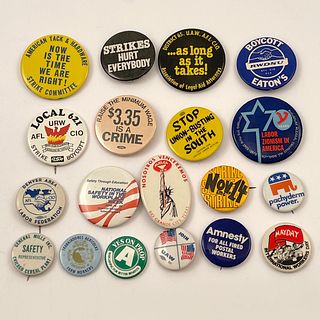Large Group Vintage 1960s - 80s Labor Strike Buttons