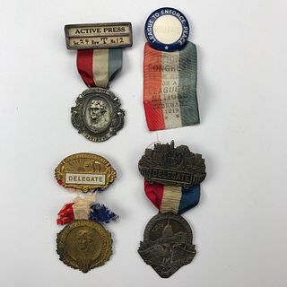 Group of 4 1920-1924 Democratic Convention Unique Ribbons & Ticket