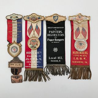 Group of 16 Antique Fraternal Ribbons Medals