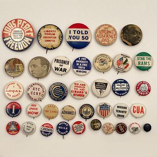 75 Miscellaneous Antique Buttons Pinbacks