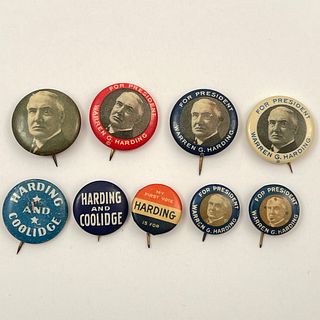 8 Antique President Warren Harding Buttons