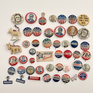 Vintage Group of FDR Franklin Roosevelt Campaign Buttons