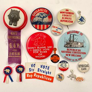 Large Group of Vintage Vote GOP Republican Buttons