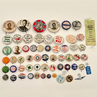 Group of 58 WWII China and China Relief Buttons