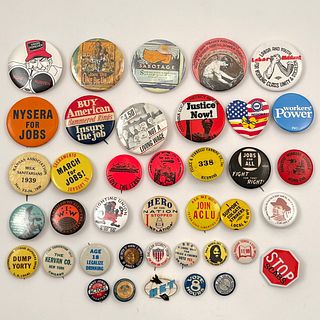 Group of 35 Vintage Labor and Union Buttons