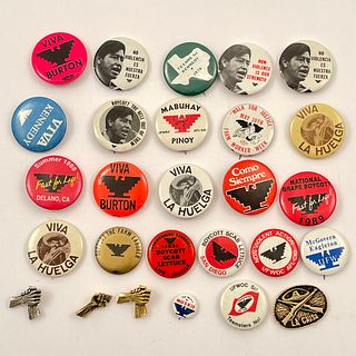 60 Vintage UFW Farm Worker Union Buttons