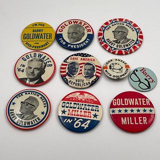 Large Group Barry Goldwater Campaign Buttons and Pins