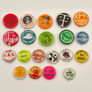 50 Varied Vintage Colorful 1960s-70s Buttons Pinbacks