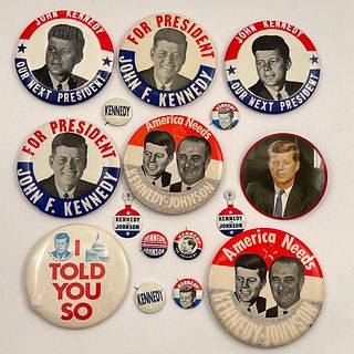 Lot of Vintage JFK John F Kennedy Campaign Buttons