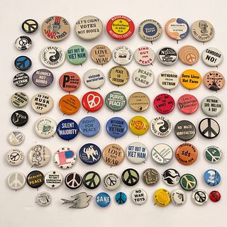LARGE Lot of 150 Peace Vietnam War Buttons