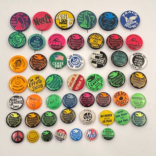 45 Colorful Anti Vietnam Protest Campaign War Buttons 