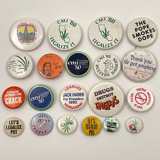 Group of Pro and Anti Marijuana Buttons